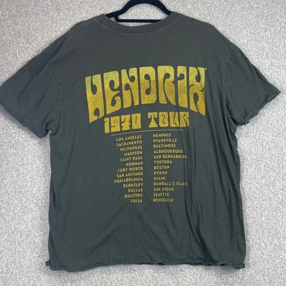 Jimi Hendrix band tee XL 1970 tour graphic t shirt city list rainbow thrashed - Picture 6 of 7